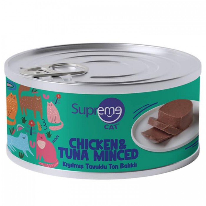 Supreme Cat Chicken&Tuna Minced - Kıyılmış Tavuklu ve Ton Balıklı Yetişkin Kedi Konservesi 85gr