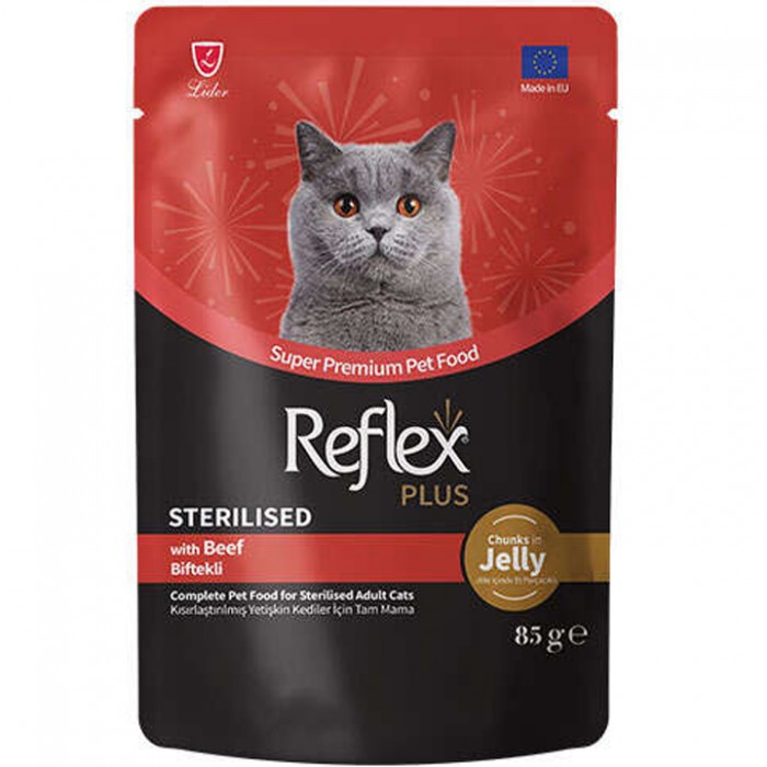 Reflex Plus Sos İçinde Parça Biftek Etli Kısırlaştırılmış Kedi Konservesi 85gr