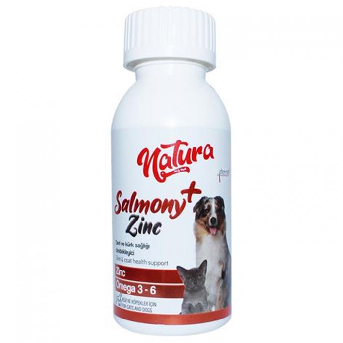 Natura Salmony+Zinc Kedi ve Köpekler İçin Çinko İçeren Somon Yağı 100ml