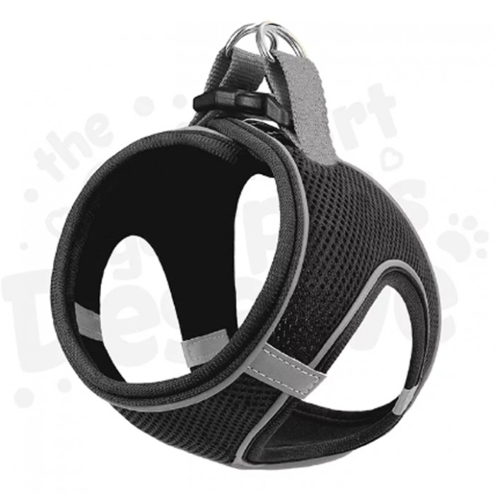 Mita Air Mesh Kedi Köpek Göğüs Tasması Çift Reflektörlü, Terletmeyen Siyah 3XS