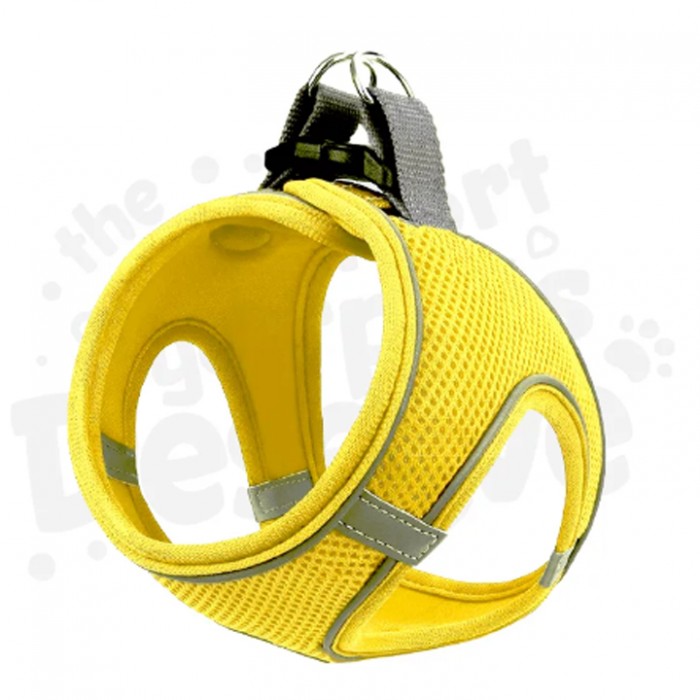 Mita Air Mesh Kedi Köpek Göğüs Tasması Çift Reflektörlü, Terletmeyen Neon Sarı 3XS