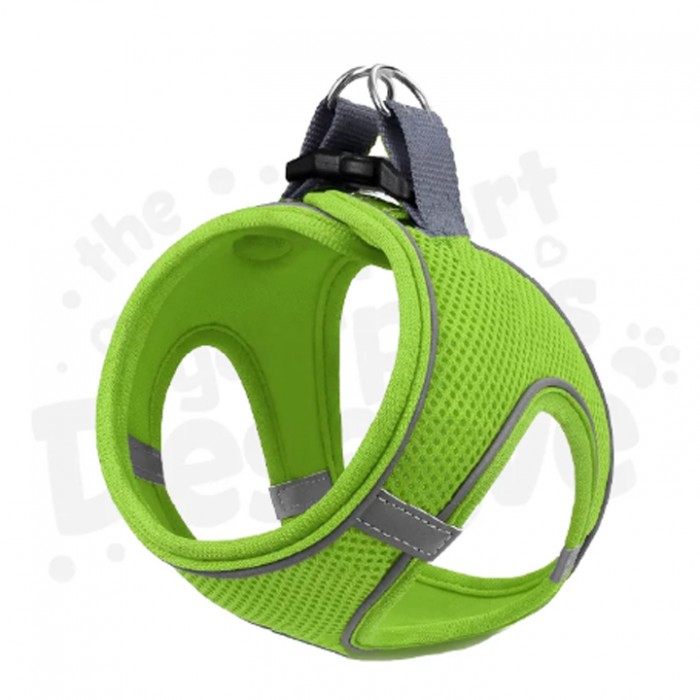 Mita Air Mesh Kedi Köpek Göğüs Tasması Çift Reflektörlü, Terletmeyen Neon Yeşil XS