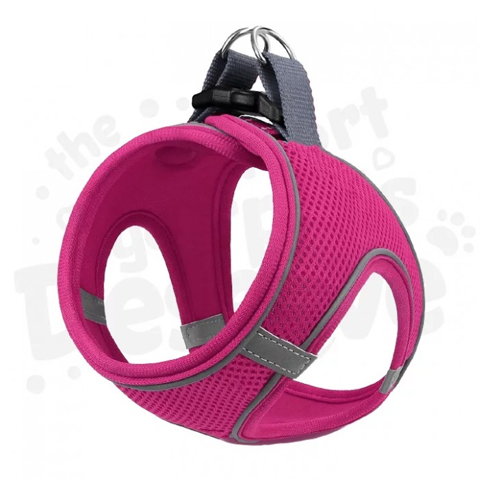 Mita Air Mesh Kedi Köpek Göğüs Tasması Çift Reflektörlü, Terletmeyen Neon Pembe 3XS
