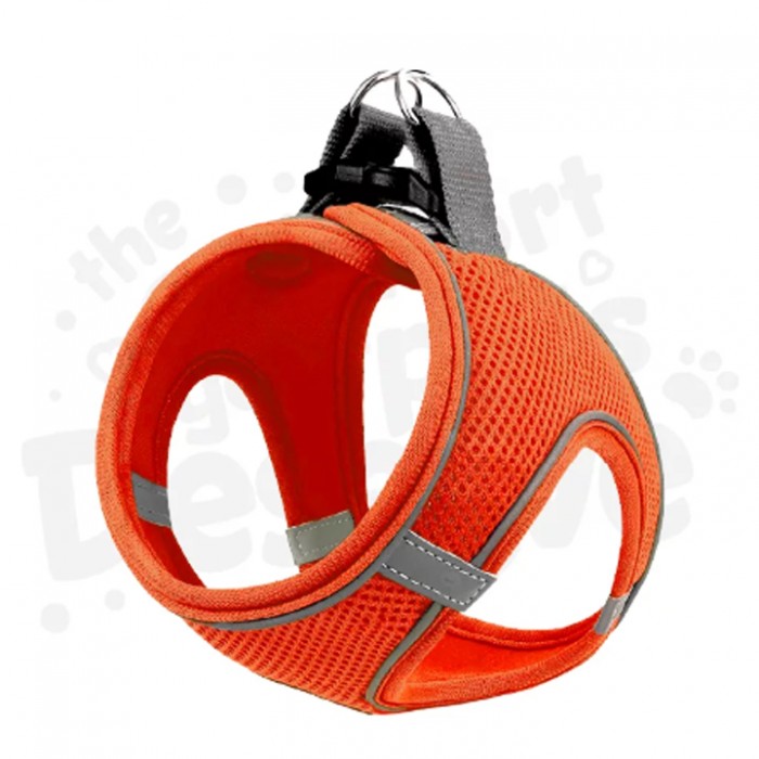 Mita Air Mesh Kedi Köpek Göğüs Tasması Çift Reflektörlü, Terletmeyen Neon Turuncu 3XS