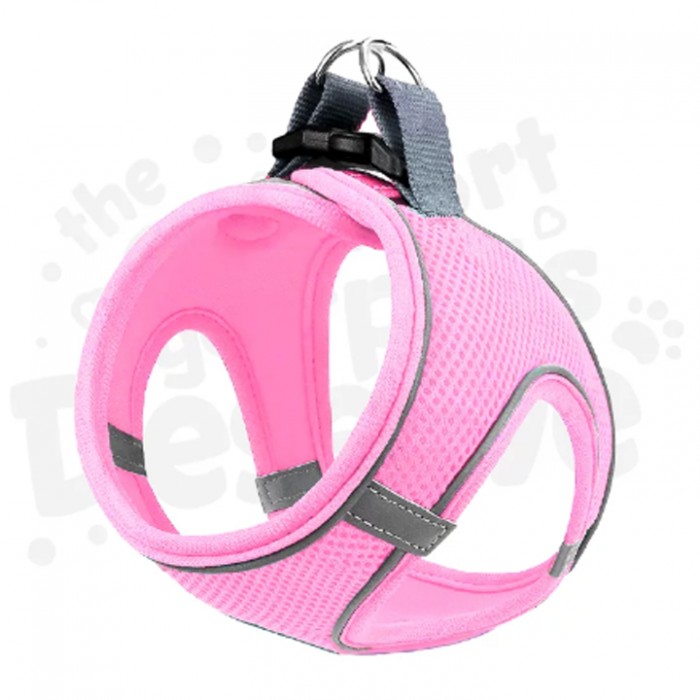 Mita Air Mesh Kedi Köpek Göğüs Tasması Çift Reflektörlü, Terletmeyen Açık Pembe 2XS