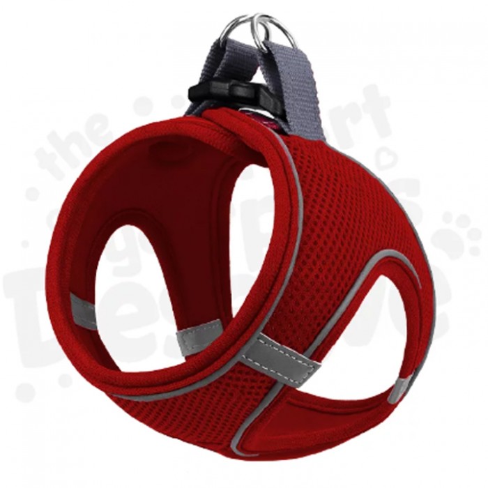 Mita Air Mesh Kedi Köpek Göğüs Tasması Çift Reflektörlü, Terletmeyen Kırmızı 3XS
