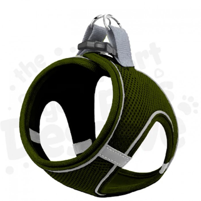 Mita Air Mesh Kedi Köpek Göğüs Tasması Çift Reflektörlü, Terletmeyen Haki 3XS