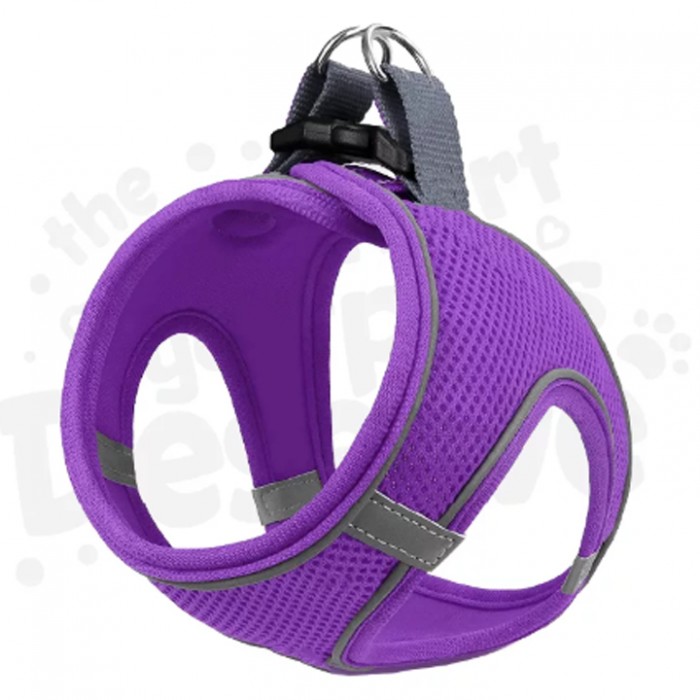 Mita Air Mesh Kedi Köpek Göğüs Tasması Çift Reflektörlü, Terletmeyen Mor 2XS