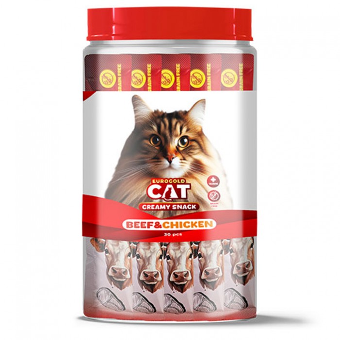 EuroGold Cat Sıvı Kedi Ödülü Dana - Tavuk Etli 30x15Gr