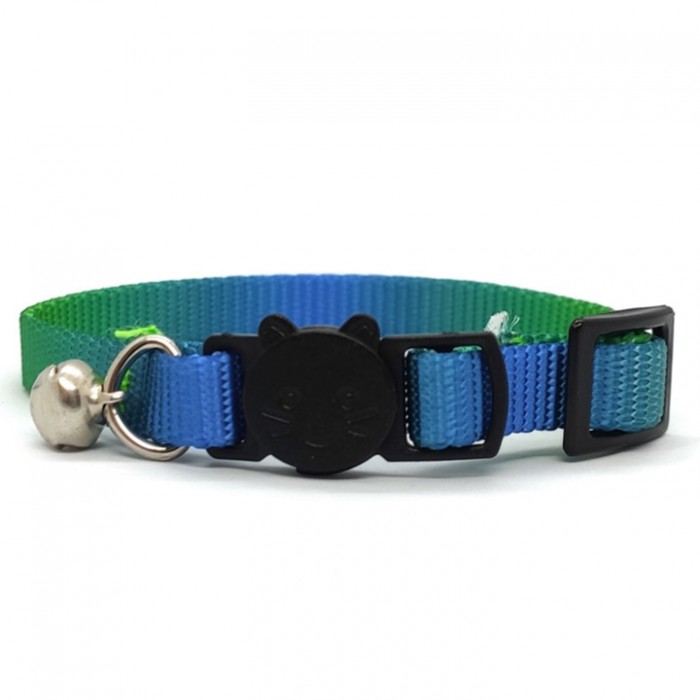 LuckyPaw Çıngıraklı Kedi Boyun Tasması 1x30cm (Mavi-Yeşil)