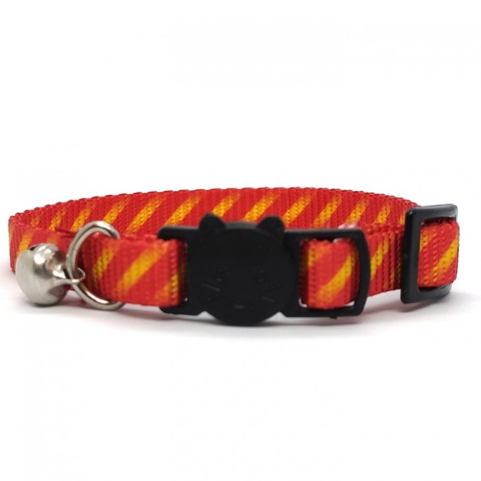 LuckyPaw Çıngıraklı Kedi Boyun Tasması 1x30cm (Sarı-Kırmızı)