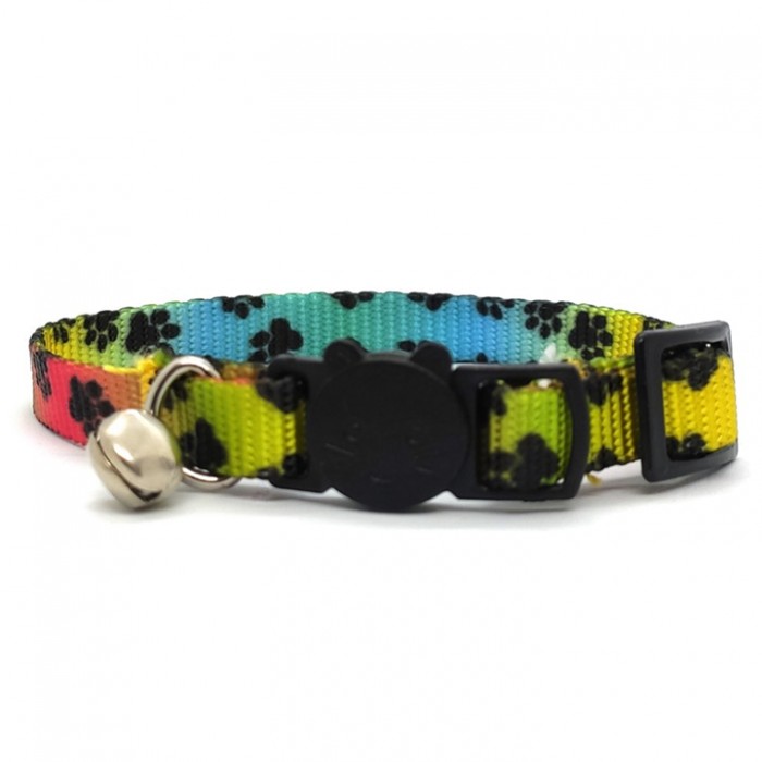 LuckyPaw Çıngıraklı Kedi Boyun Tasması 1x30cm (Pati Desenli)