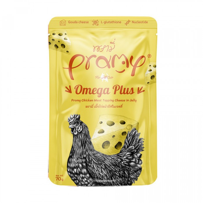 Pramy Omega Plus Jöle İçinde Tavuk Etli ve Peynirli Kedi Konservesi 70gr