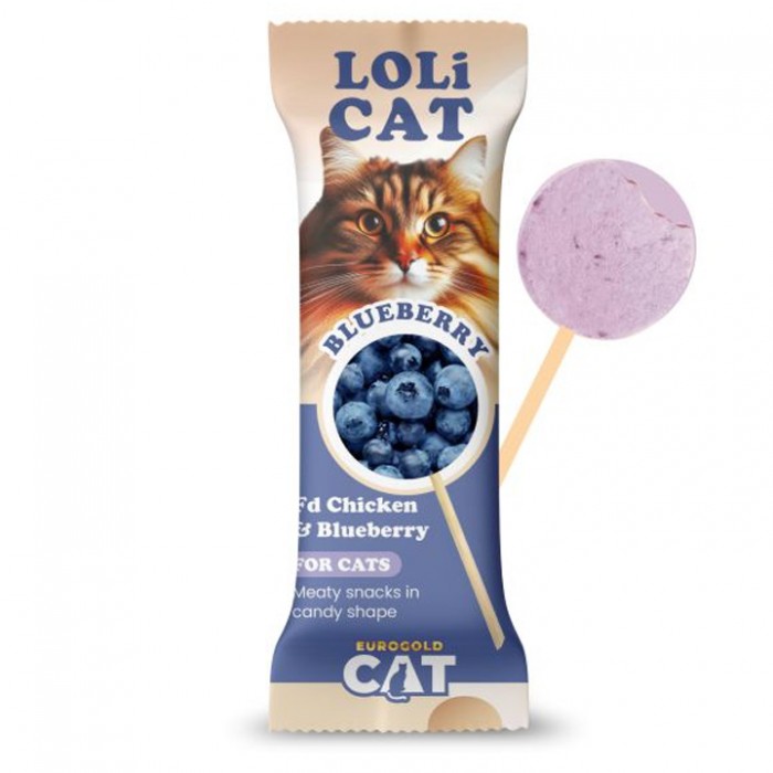 EuroGold Cat LoliCat Yaban Mersinli Lollipop Kedi Ödülü1,5 Gr 15'li