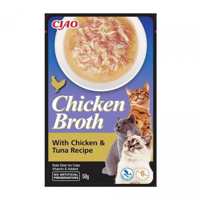 Ciao Chicken Broth Tavuk Sulu ve Ton Balıklı Kedi Çorbası 50 Gr