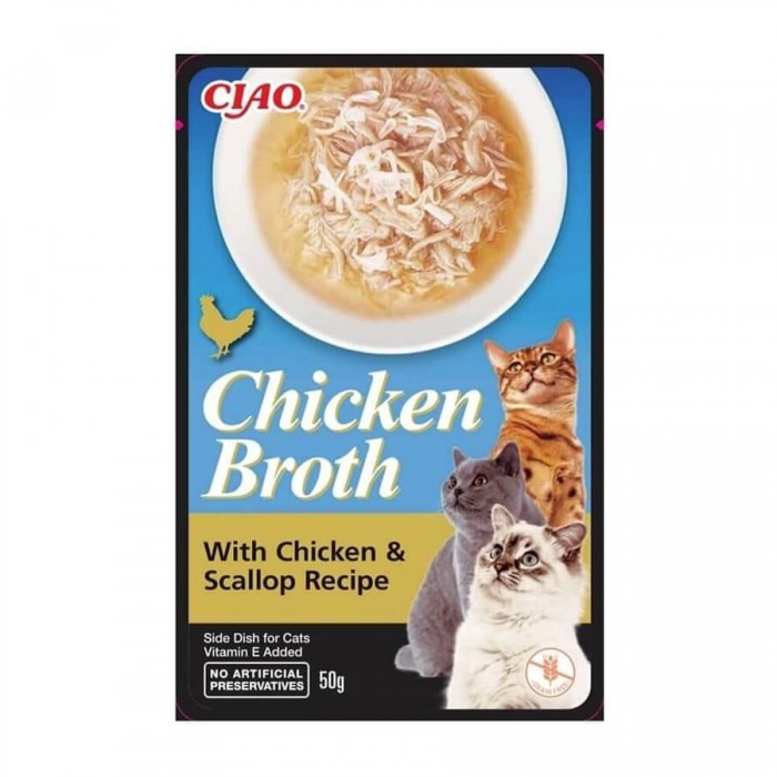 Ciao Chicken Broth Tavuk Sulu ve Deniz Taraklı Kedi Çorbası 50 Gr