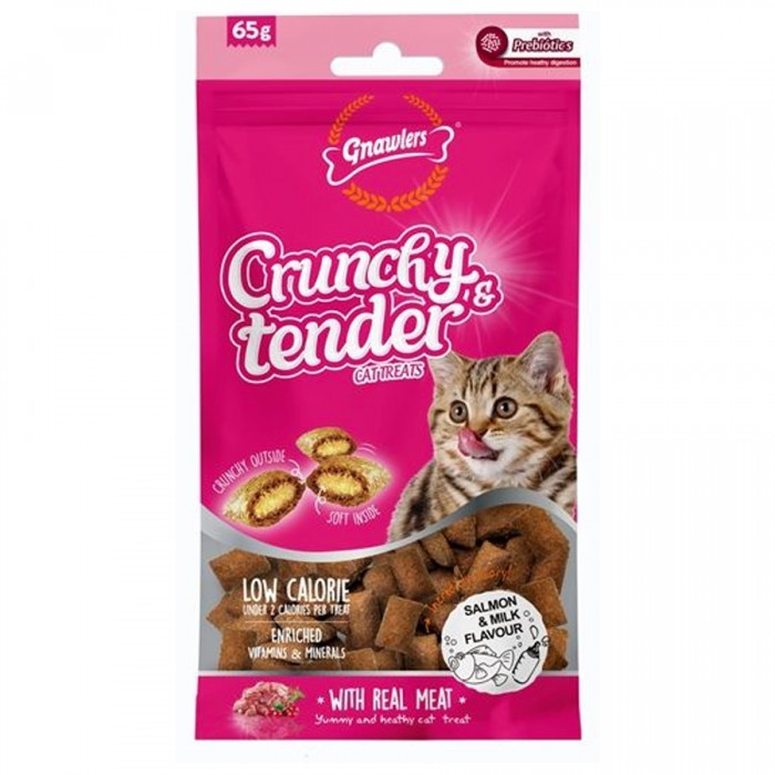 Gnawlers Kedi Ödülü Crunchy & Tender Somonlu ve Sütlü 65 Gr