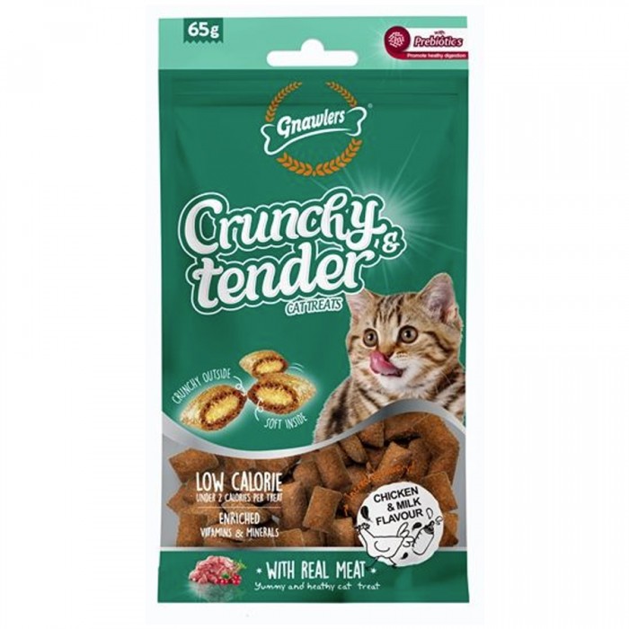 Gnawlers Kedi Ödülü Crunchy & Tender Tavuklu ve Sütlü 65 Gr