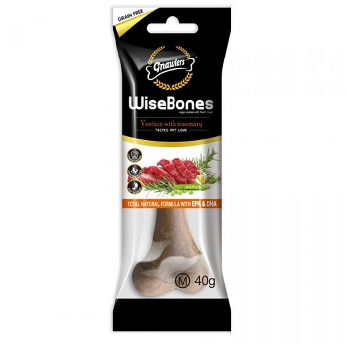 Gnawlers Wise Bones Geyik Etli ve Biberiyeli Köpek Ödül Kemiği 40 Gr