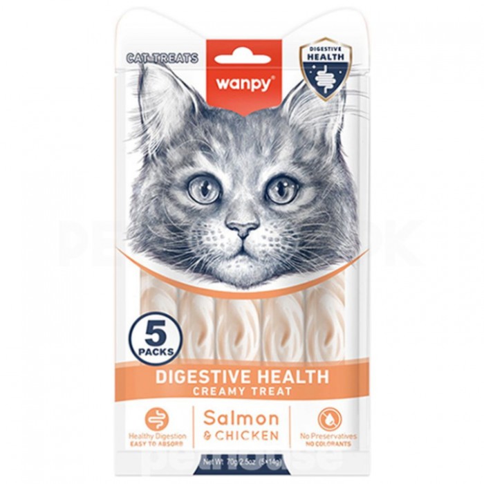 Wanpy Digestive Health Somonlu ve Tavuklu Krema Kedi Ödülü 5x14gr