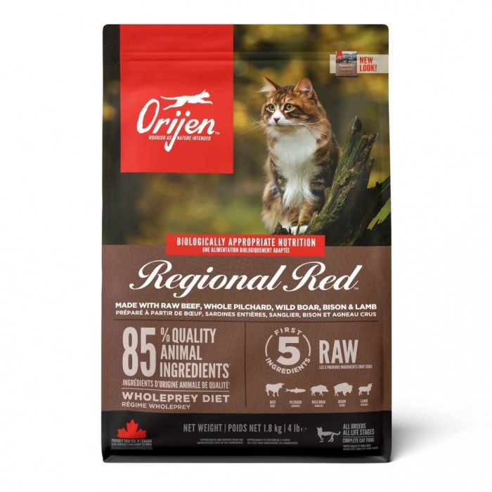 Orijen Regional Red - (Sığır Etli, Domuzlu, Kuzulu) Tahılsız Yetişkin Kedi Maması 1,8KG