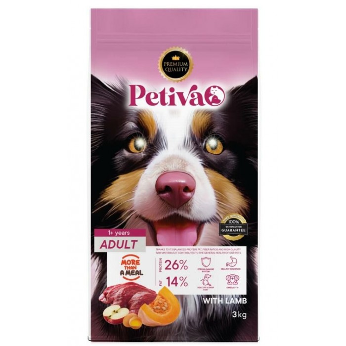 Petiva Yetişkin Köpekler İçin Kuzu Etli Kuru Köpek Maması 3 Kg