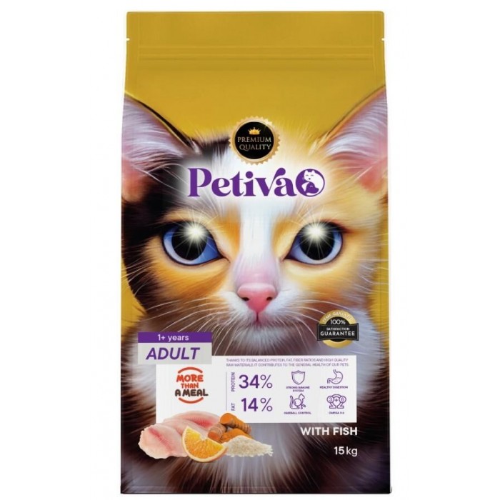 Petiva Yetişkin Kediler İçin Balık Etli Kuru Kedi Maması 15 Kg