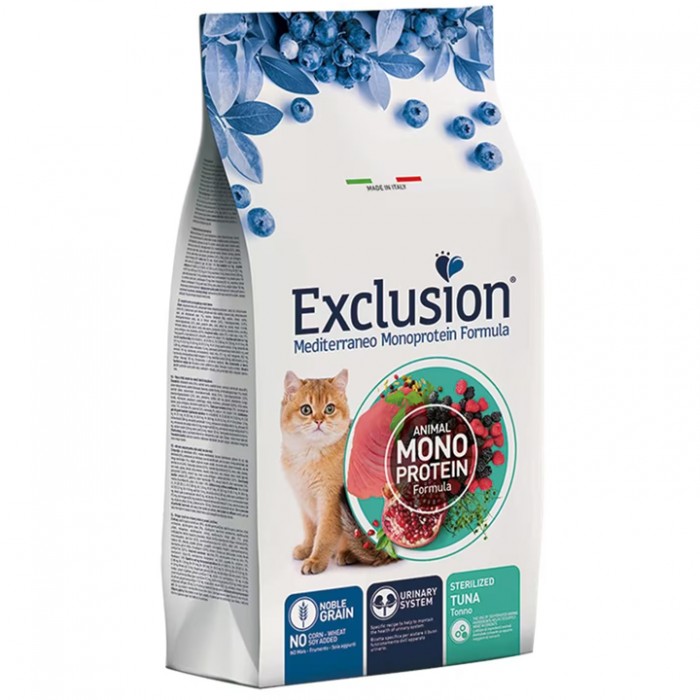 Exclusion Monoprotein Ton Balıklı ve Narlı Düşük Tahıllı Kısırlaştırılmış Kedi Maması 12KG