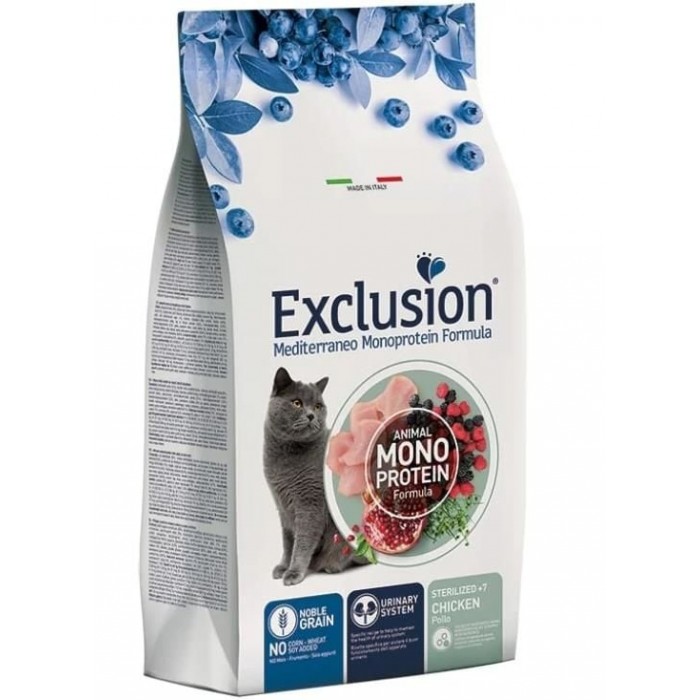 Exclusion Monoprotein 7+ Tavuklu ve Narlı Düşük Tahıllı Kısırlaştırılmış Yaşlı Kedi Maması 1,5 kg