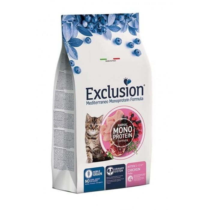 Exclusion Monoprotein Tavuklu Narlı ve Yaban Mersinli Düşük Tahıllı Yavru Kedi Maması 1,5 kg