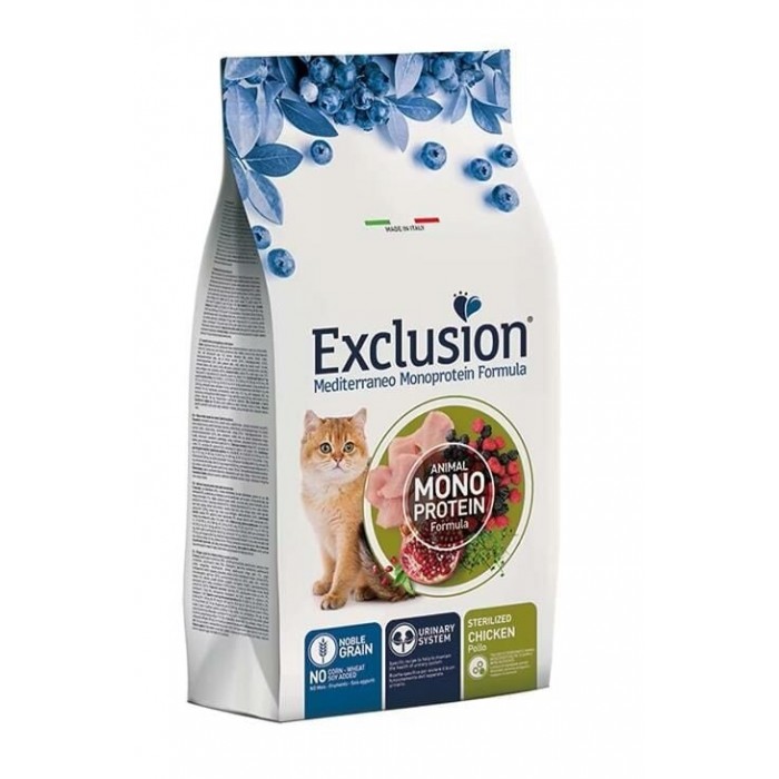 Exclusion Monoprotein Tavuklu ve Narlı Düşük Tahıllı Kısırlaştırılmış Kedi Maması 1,5 kg