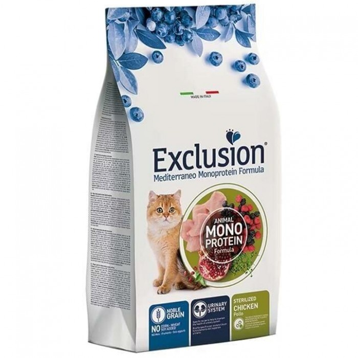 Exclusion Monoprotein Tavuklu ve Narlı Düşük Tahıllı Kısırlaştırılmış Kedi Maması 12KG