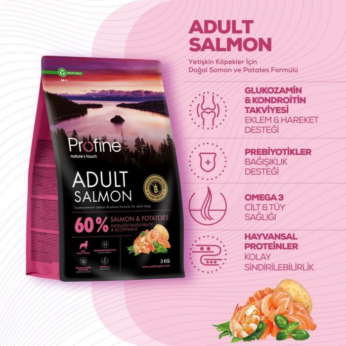 Profine Salmon Glutensiz Somonlu Yetişkin Köpek Maması 3 Kg