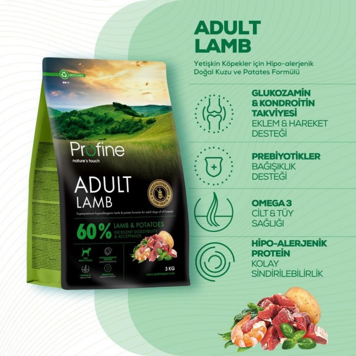 Profine Lamb Glutensiz Kuzulu Yetişkin Köpek Maması 3 kg