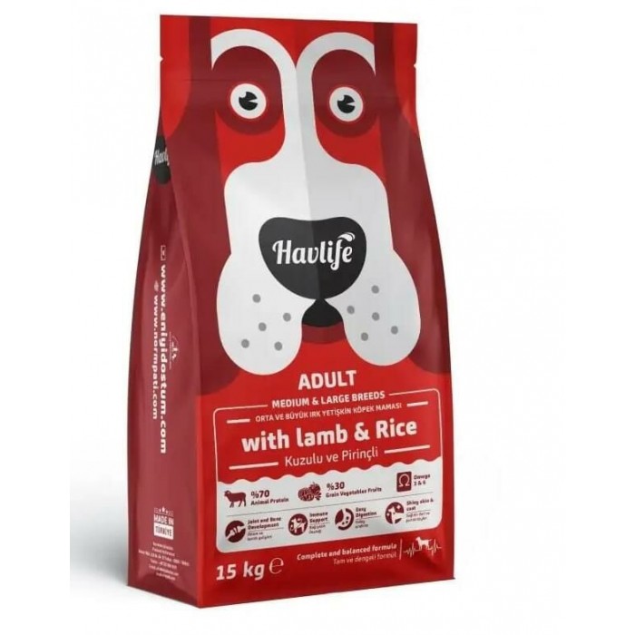 Havlife Orta ve Büyük Irk Kuzulu Yetişkin Köpek Maması 15 Kg