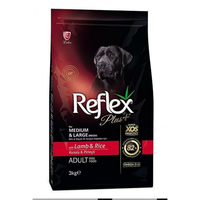 Reflex Plus Adult Lamb Orta ve Büyük Irk Kuzu Pirinç Yetişkin Köpek Maması 3 Kg