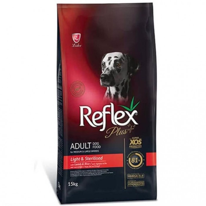 Reflex Plus Light Tüm Irklar için Kuzulu Kisirlastirilmis Köpek Mamasi 15 Kg