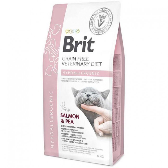 Brit Veterinary Diet HYPO-ALLERGENIC Cilt Sağlığı Yenileyici Tahılsız Kedi Maması 5KG