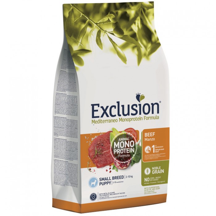 Exclusion Monoprotein Sığır Etli ve Narlı Düşük Tahıllı Küçük Irk Yavru Köpek Maması 2KG