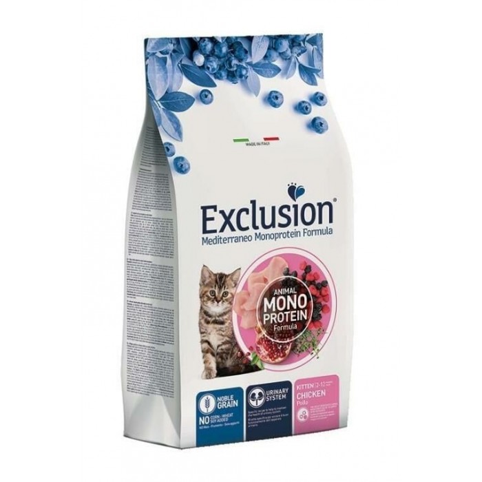 Exclusion Monoprotein Tavuklu Narlı ve Yaban Mersinli Düşük Tahıllı Yavru Kedi Maması 12kg