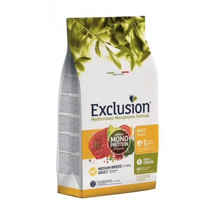 Exclusion Monoprotein Sığır Etli ve Narlı Düşük Tahıllı Orta Irk Medium Breed Yetişkin Köpek Maması 12kg