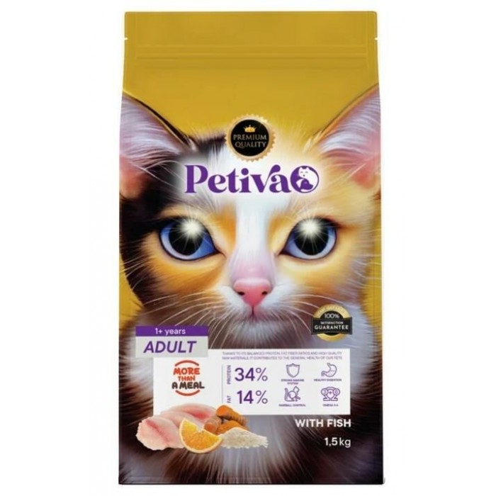 Petiva Yetişkin Kediler İçin Balık Etli Kuru Kedi Maması 1,5 Kg