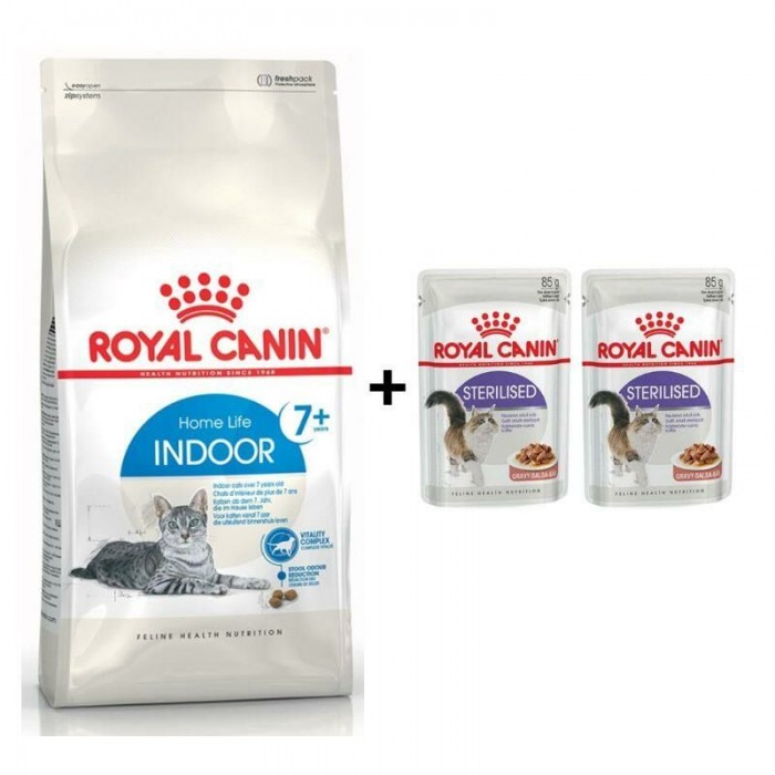 Royal Canin İndoor 7+ Yaşlı Kuru Kedi Maması 3,5 Kg + 2 Adet Yaş Mama Hediye