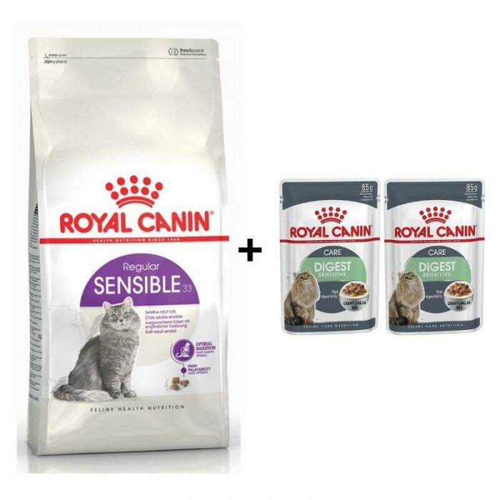 Royal Canin Sensible 33 Kuru Kedi Maması 2 kg + 2 Adet Yaş Mama Hediye