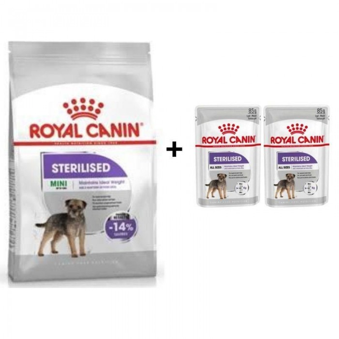 Royal Canin Mini Sterilised Kısır Köpek Maması 3 Kg + 2 Adet Yaş Mama Hediye