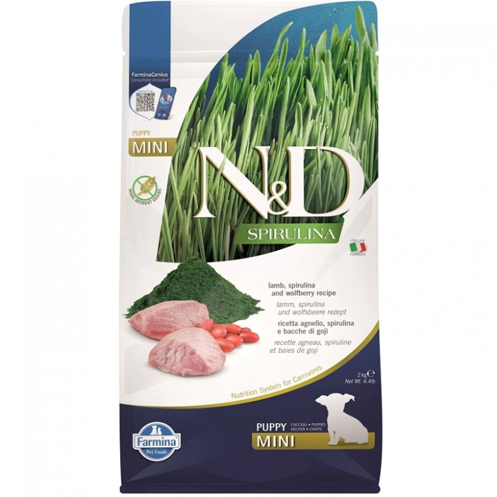 N&D Spirulina - Kuzulu ve Spirulinalı Tahılsız Küçük Irk Yavru Köpek Maması 2KG