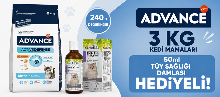 Advance 3KG Kedi Mamalarında Garden Mix Kedi Tüy Sağlığı Damlası Hediye!