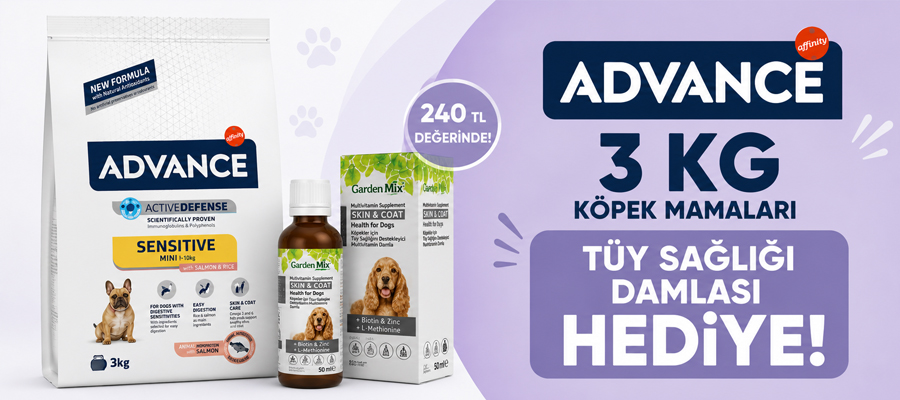 Advance Köpek Mamaları Garden Mix Köpek Tüy Sağlığı Damlası Hediyeli!