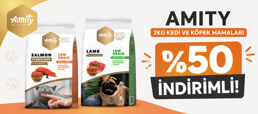 Amity 2KG Kedi ve Köpek mamalarında %50 İndirim!