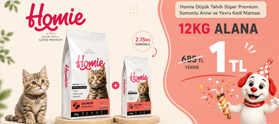 Homie 12KG Somonlu Yavru Kedi Maması Alana 2,75KG Sadece 1 TL!